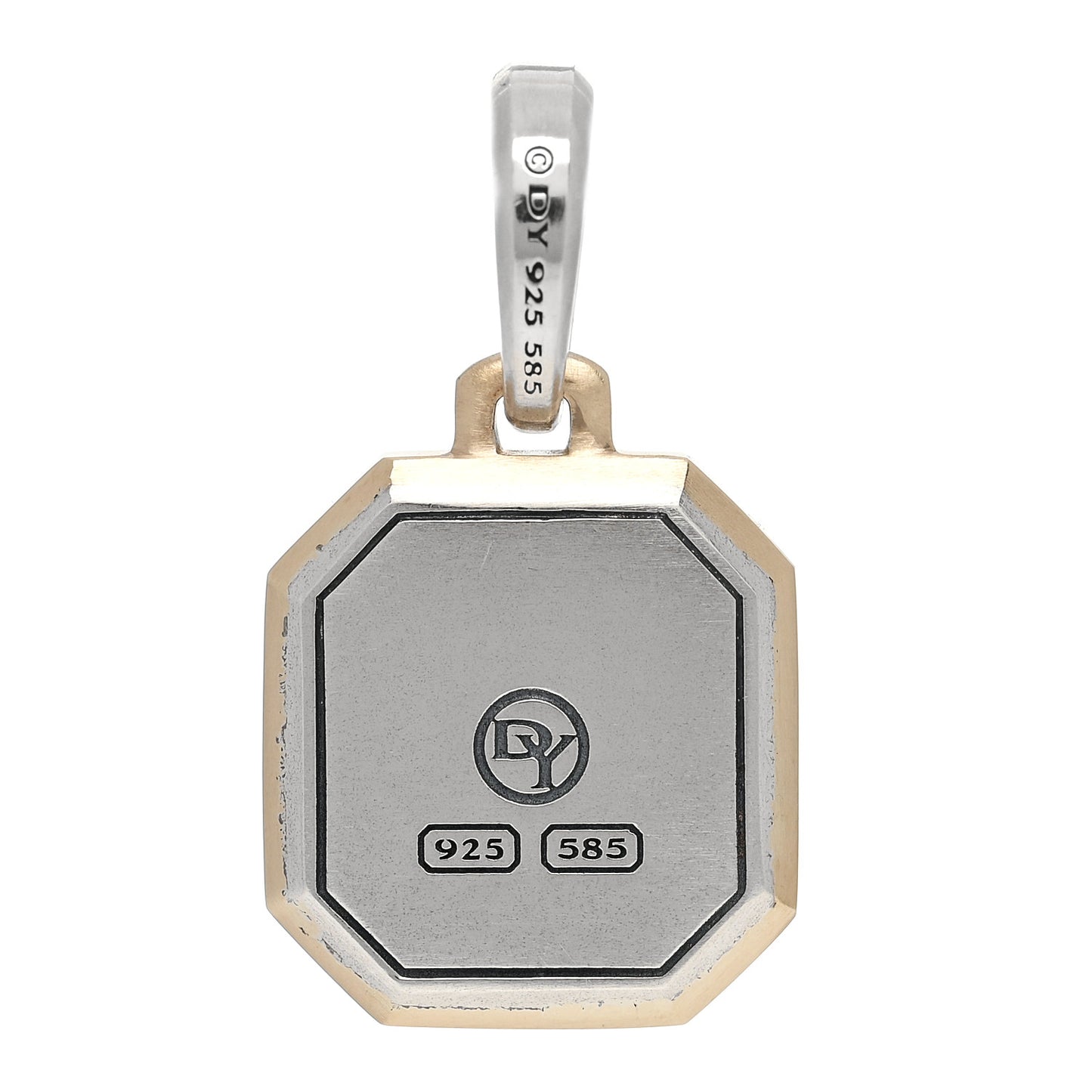 Sterling Silver 14K Yellow Gold 17mm Amulet Initial B Pendant