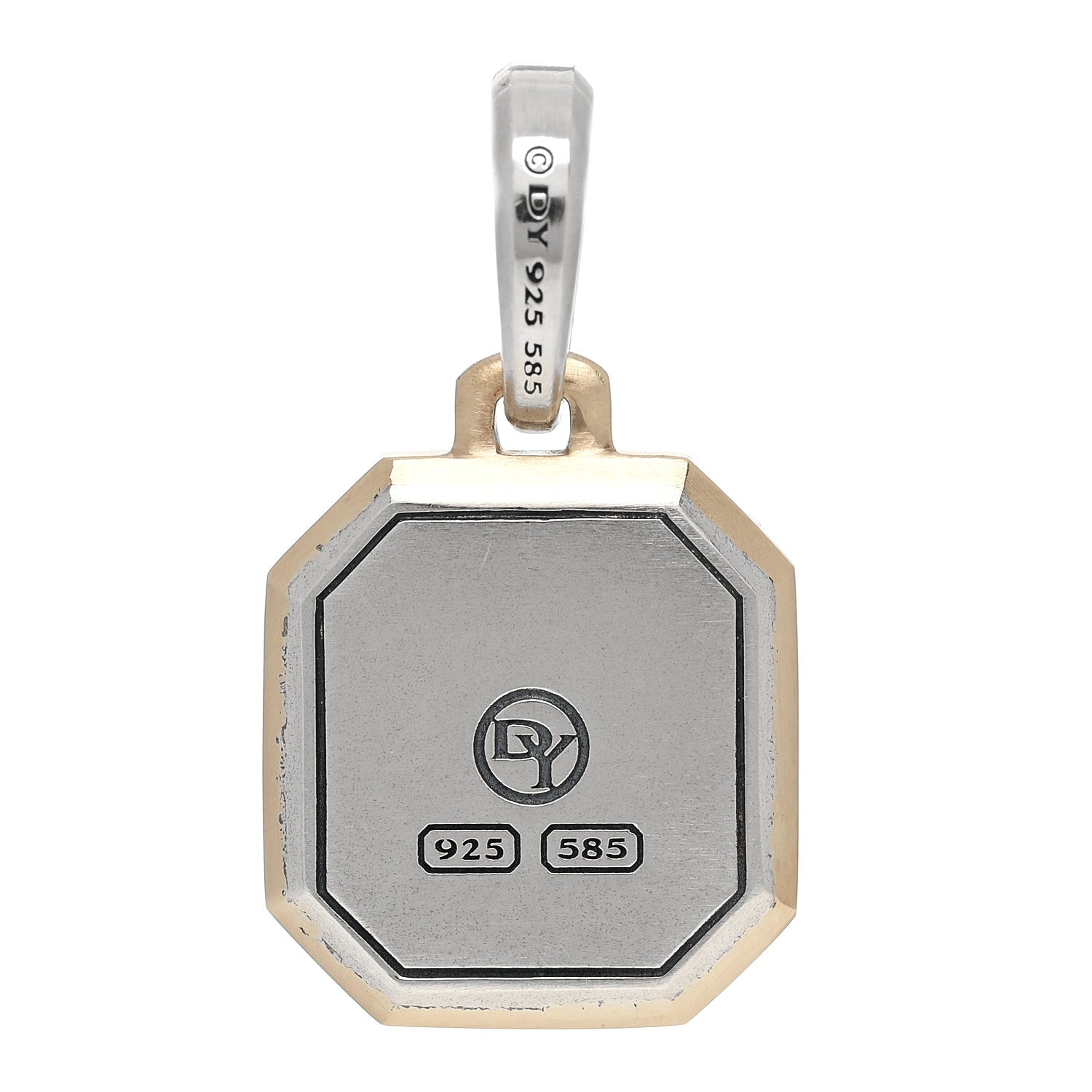 David Yurman Sterling Silver 14K Yellow Gold 17mm Amulet Initial B Pendant 3 of 5