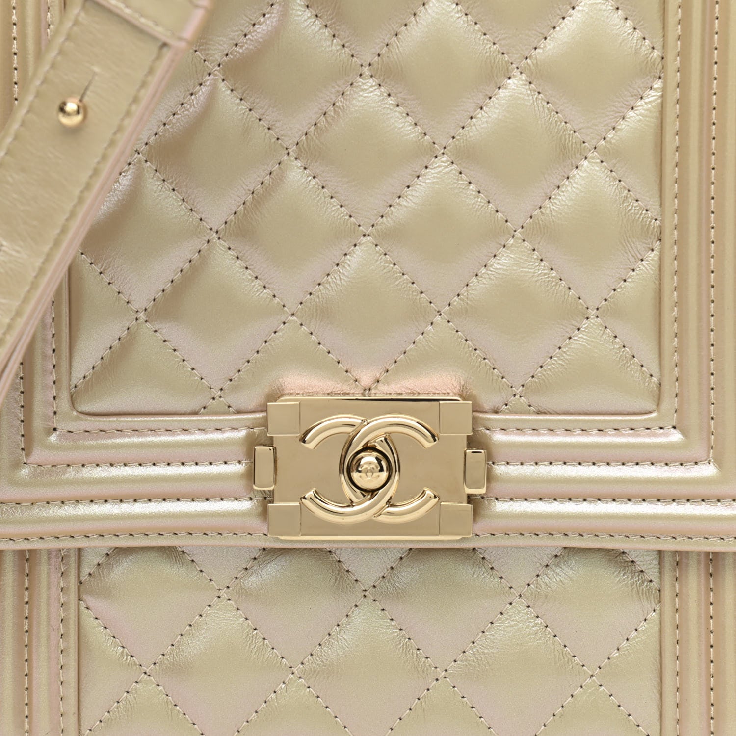Chanel Iridescent Calfskin Quilted North South Boy Flap Beige 8 of 10
