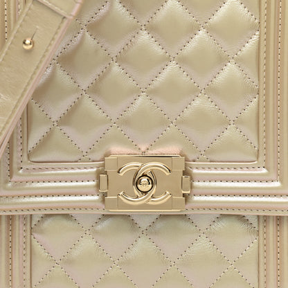 Chanel Iridescent Calfskin Quilted North South Boy Flap Beige 8 of 10