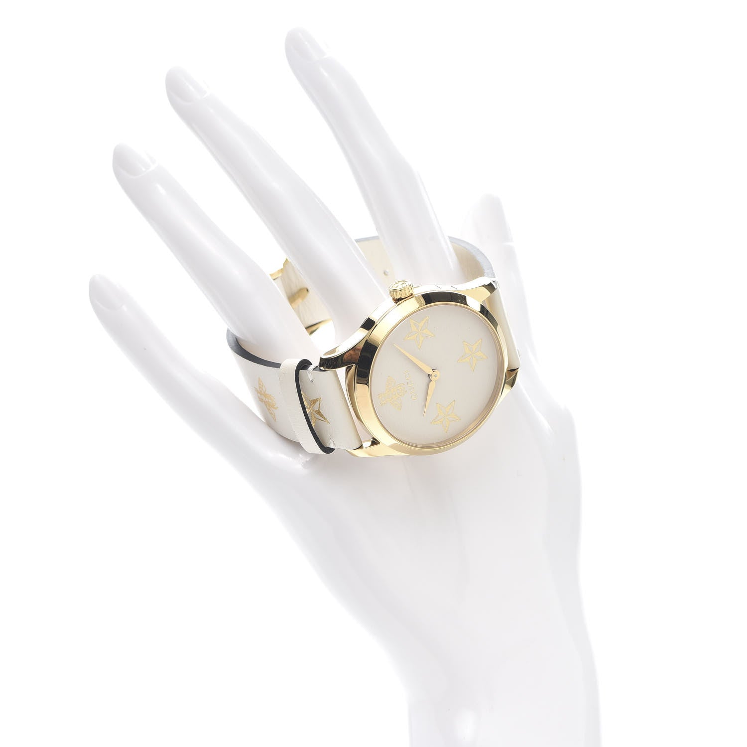 Gucci Stainless Steel Calfskin 38mm G-Timeless Bee Star Quartz Watch White 2 of 5