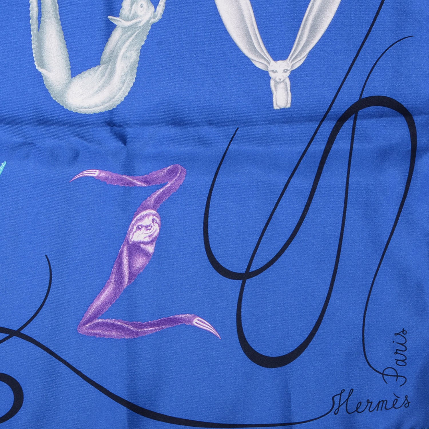 Hermes Silk Faune Lettree Scarf 90 Bleu 3 of 5