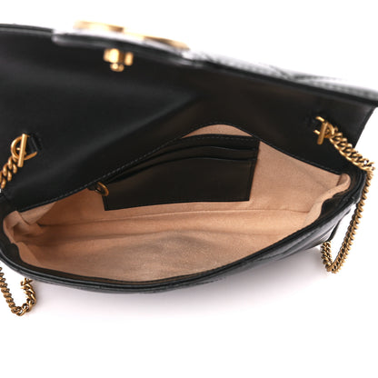 Gucci Calfskin Matelasse Mini GG Marmont Shoulder Bag With Case Black White 6 of 13