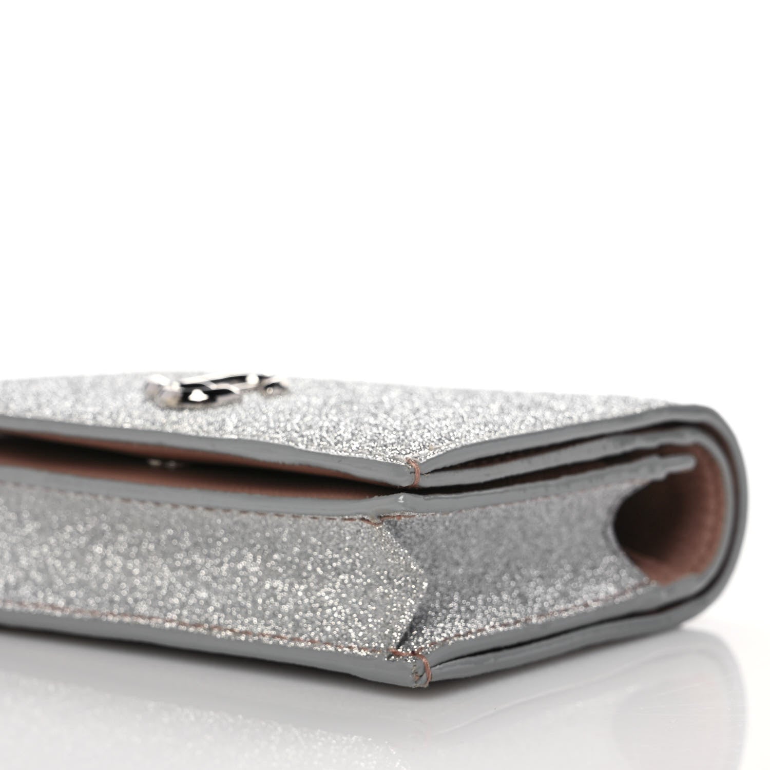Jimmy Choo Coarse Glitter Calfskin Palace Wallet Silver 9 of 11