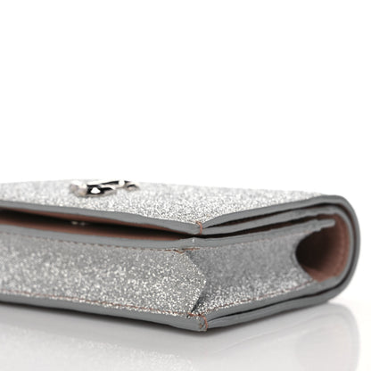 Jimmy Choo Coarse Glitter Calfskin Palace Wallet Silver 9 of 11