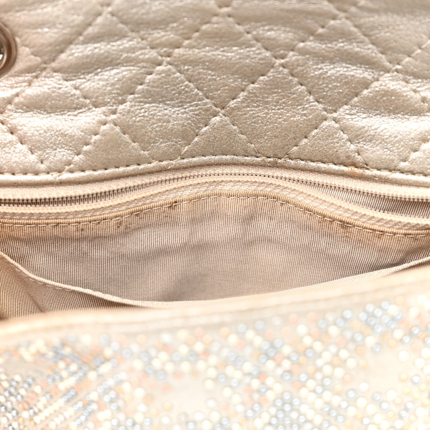 Iridescent Calfskin Studded Mini Flap Silver