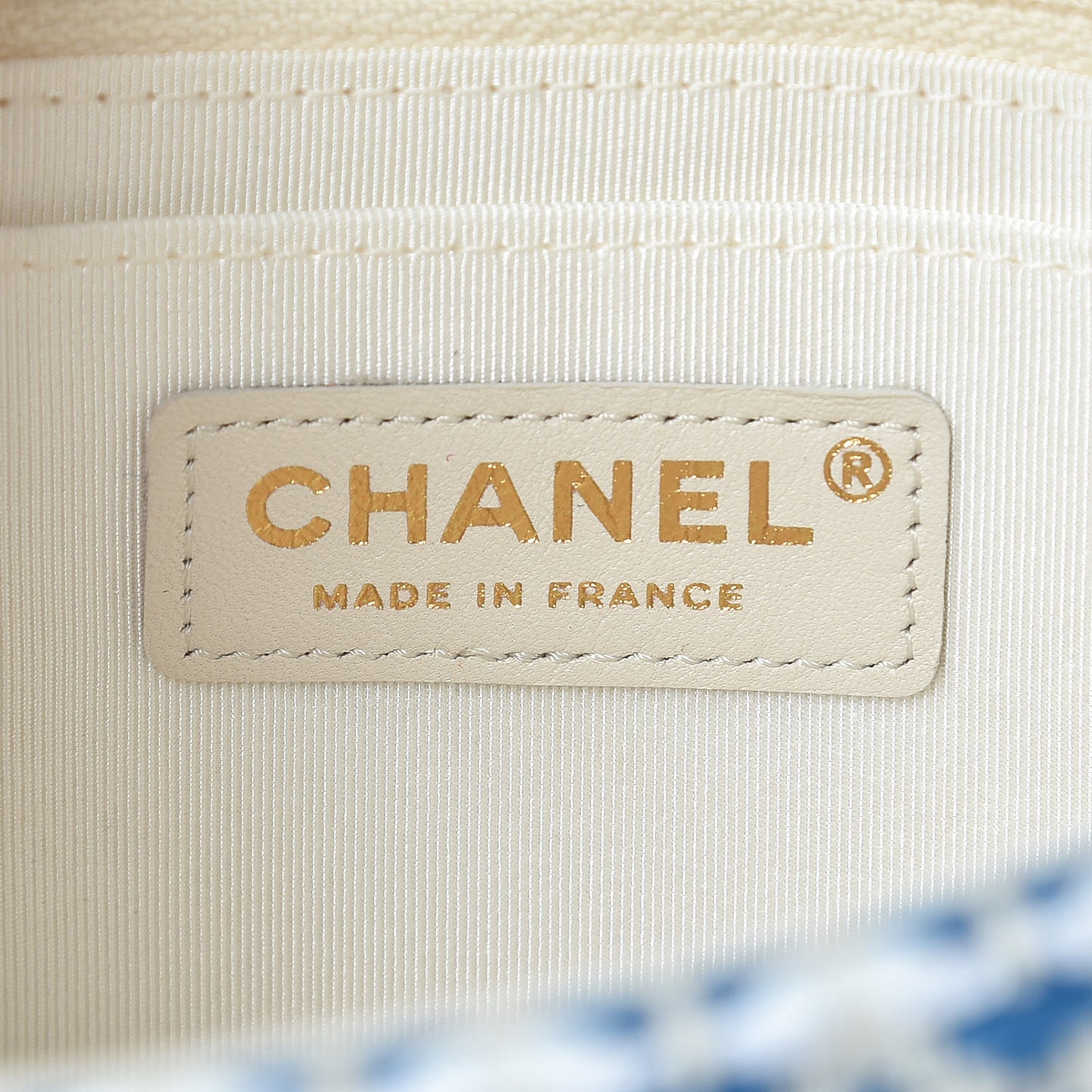 Lambskin Cotton Woven Mini Flap Blue White
