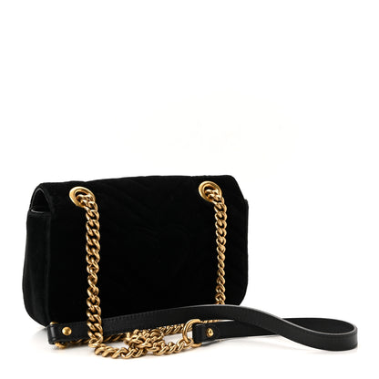 Gucci Velvet Matelasse Mini GG Marmont Shoulder Bag Black 3 of 10