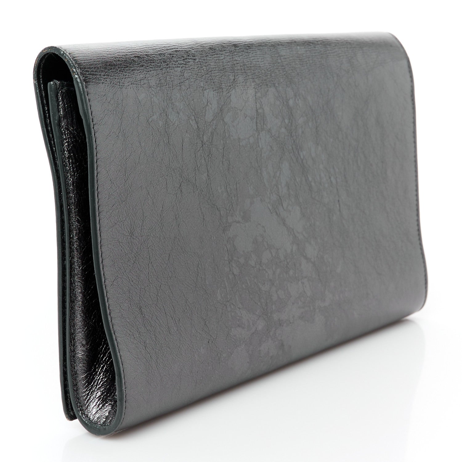 Saint Laurent Metallic Calfskin Monogram Large Belle De Jour Clutch Dark Silver 3 of 7