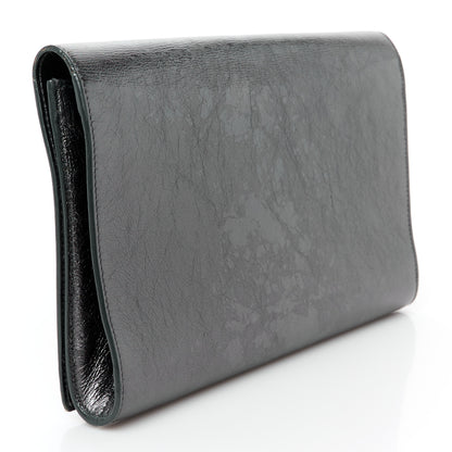 Saint Laurent Metallic Calfskin Monogram Large Belle De Jour Clutch Dark Silver 3 of 7