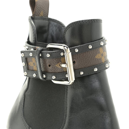 Louis Vuitton Calfskin Monogram Star Trail Chelsea Ankle Boots 38.5 Black 16 of 17