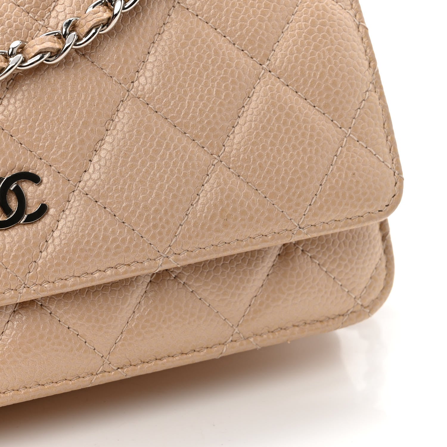 Chanel Caviar Quilted Wallet On Chain WOC Beige 16 of 16