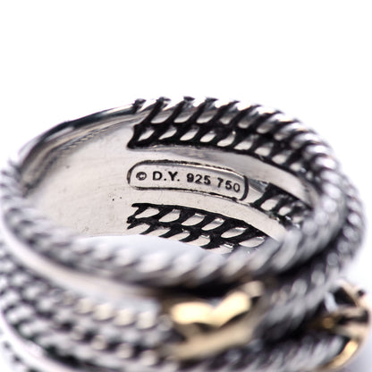 David Yurman Sterling Silver 18K Yellow Gold Double X Crossover Ring 56 7.5 4 of 4