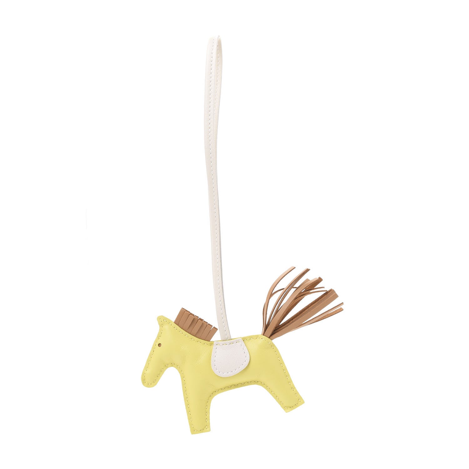 Hermes Milo Lambskin Grigri Rodeo Horse Bag Charm PM Lime Sesame Craie 1 of 4