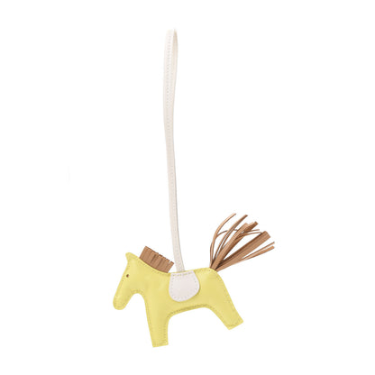 Hermes Milo Lambskin Grigri Rodeo Horse Bag Charm PM Lime Sesame Craie 1 of 4