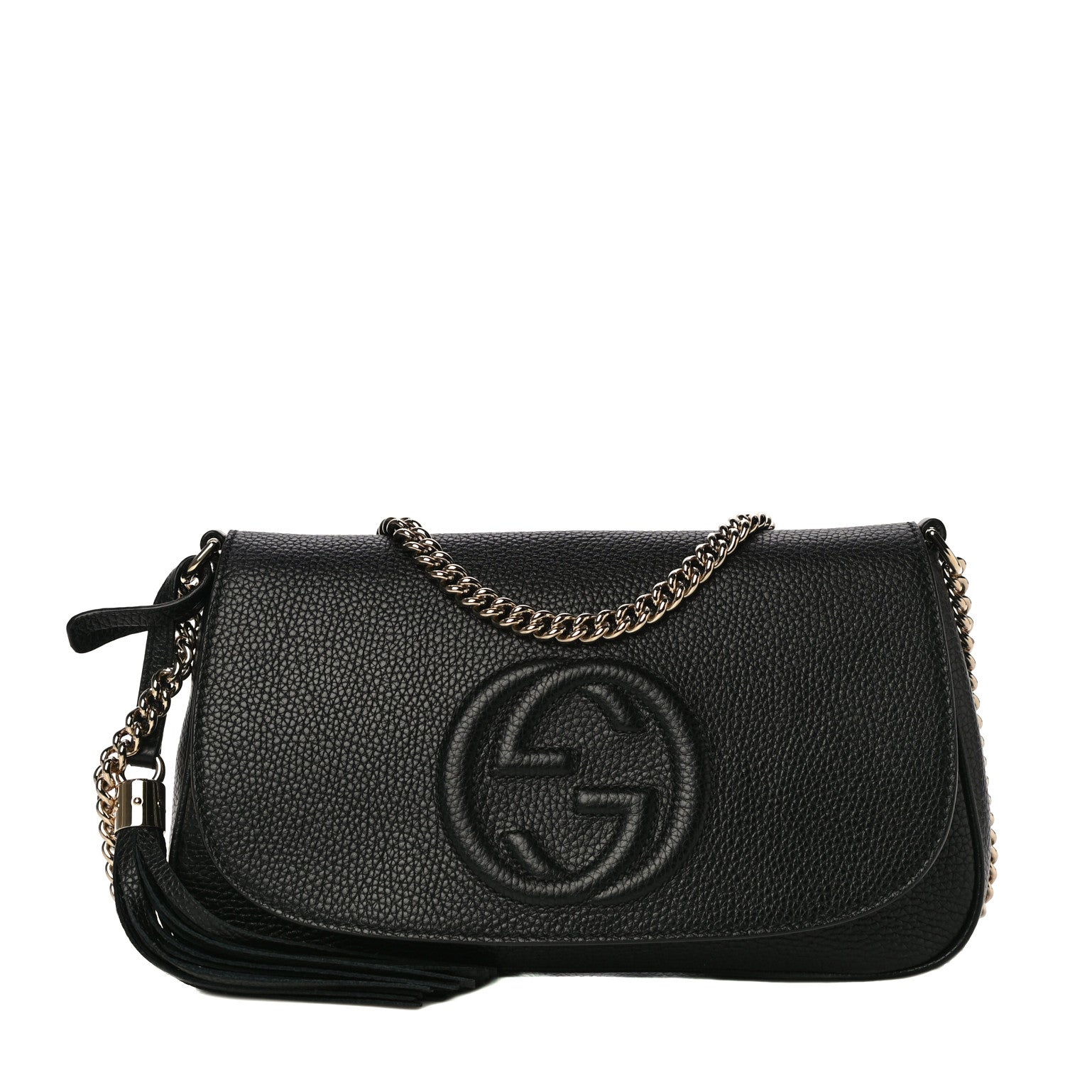 Gucci Pebbled Calfskin Medium Soho Flap Crossbody Black 1 of 12