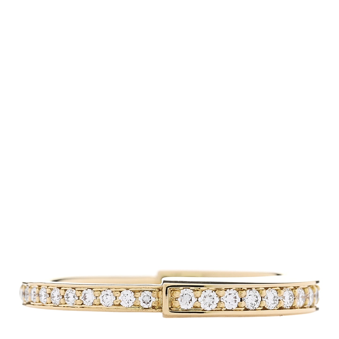 18K Yellow Gold Diamond Lock Pave Ring 53 6.5