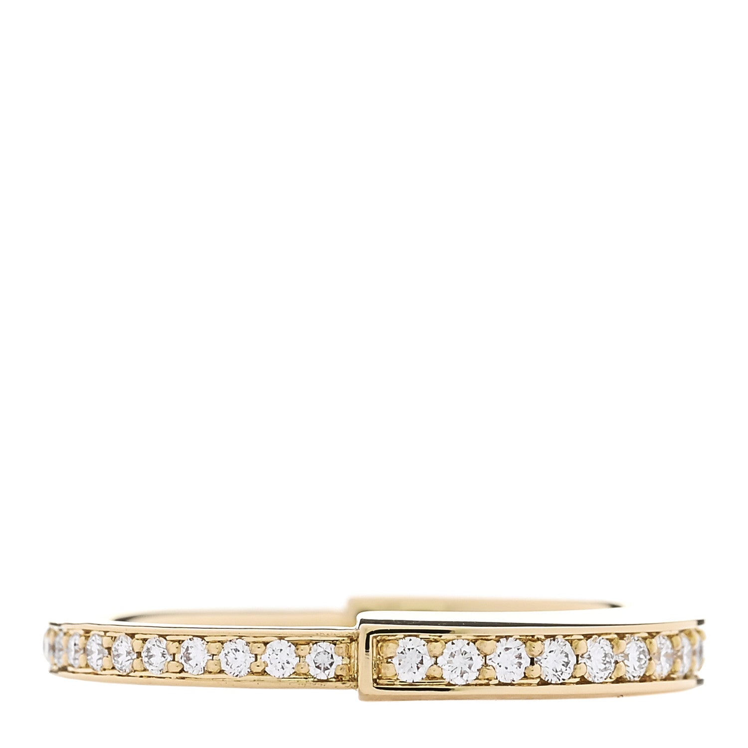 Tiffany 18K Yellow Gold Diamond Lock Pave Ring 53 6.5 1 of 5