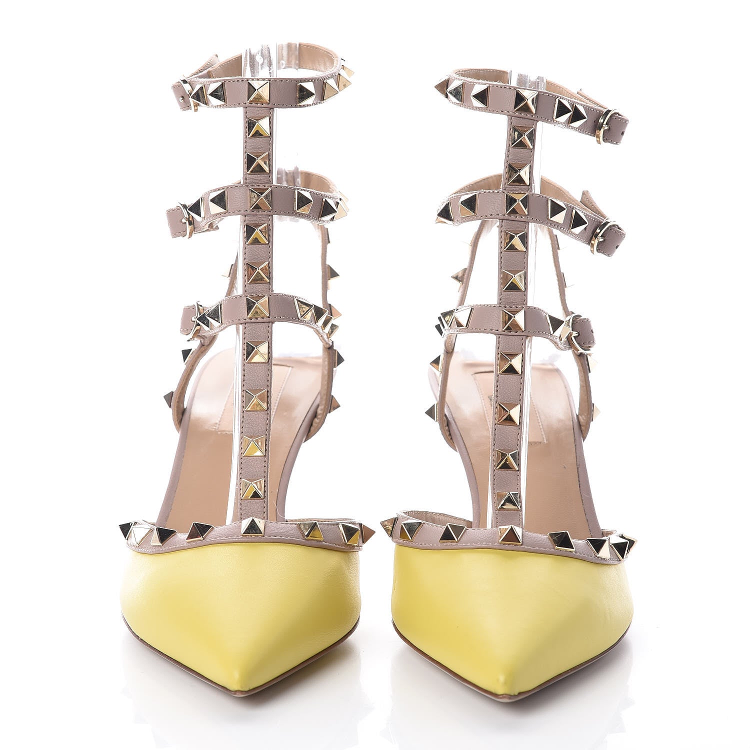 Valentino Garavani Nappa Rockstud Ankle Strap 65mm Pumps 39 Naples Yellow Poudre 2 of 7
