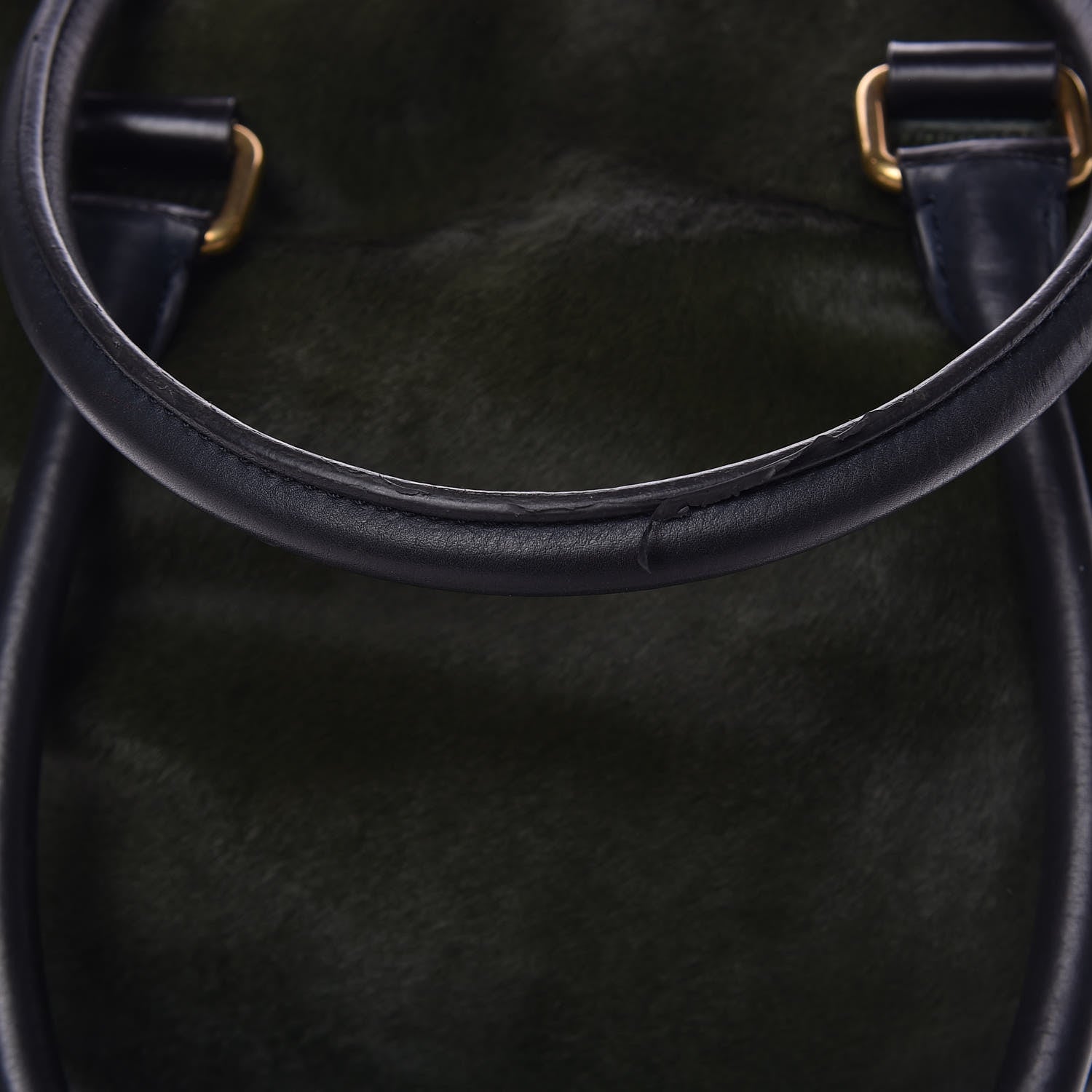 Celine Pony Hair Racer Stripe Tote Green 7 of 17