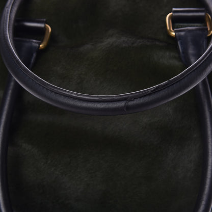 Celine Pony Hair Racer Stripe Tote Green 7 of 17