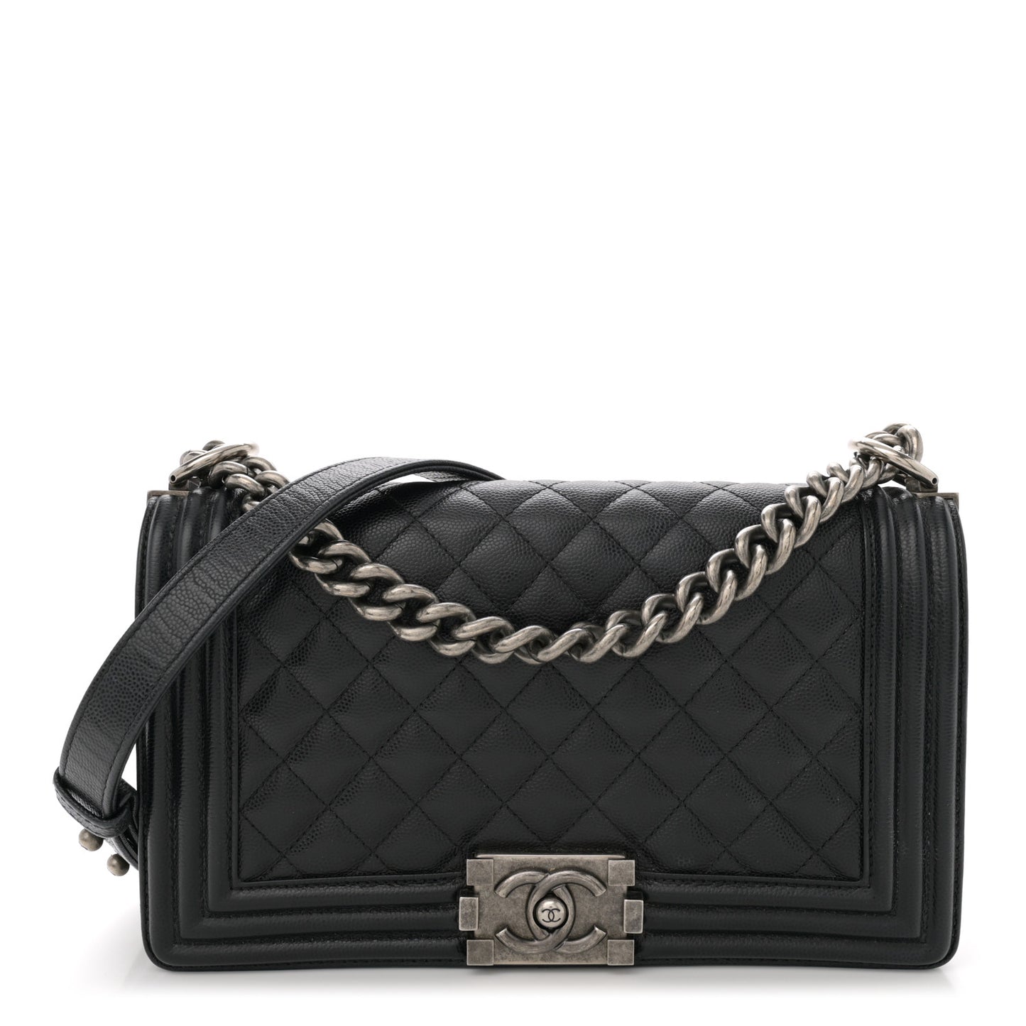 Caviar Quilted Medium Boy Flap Black