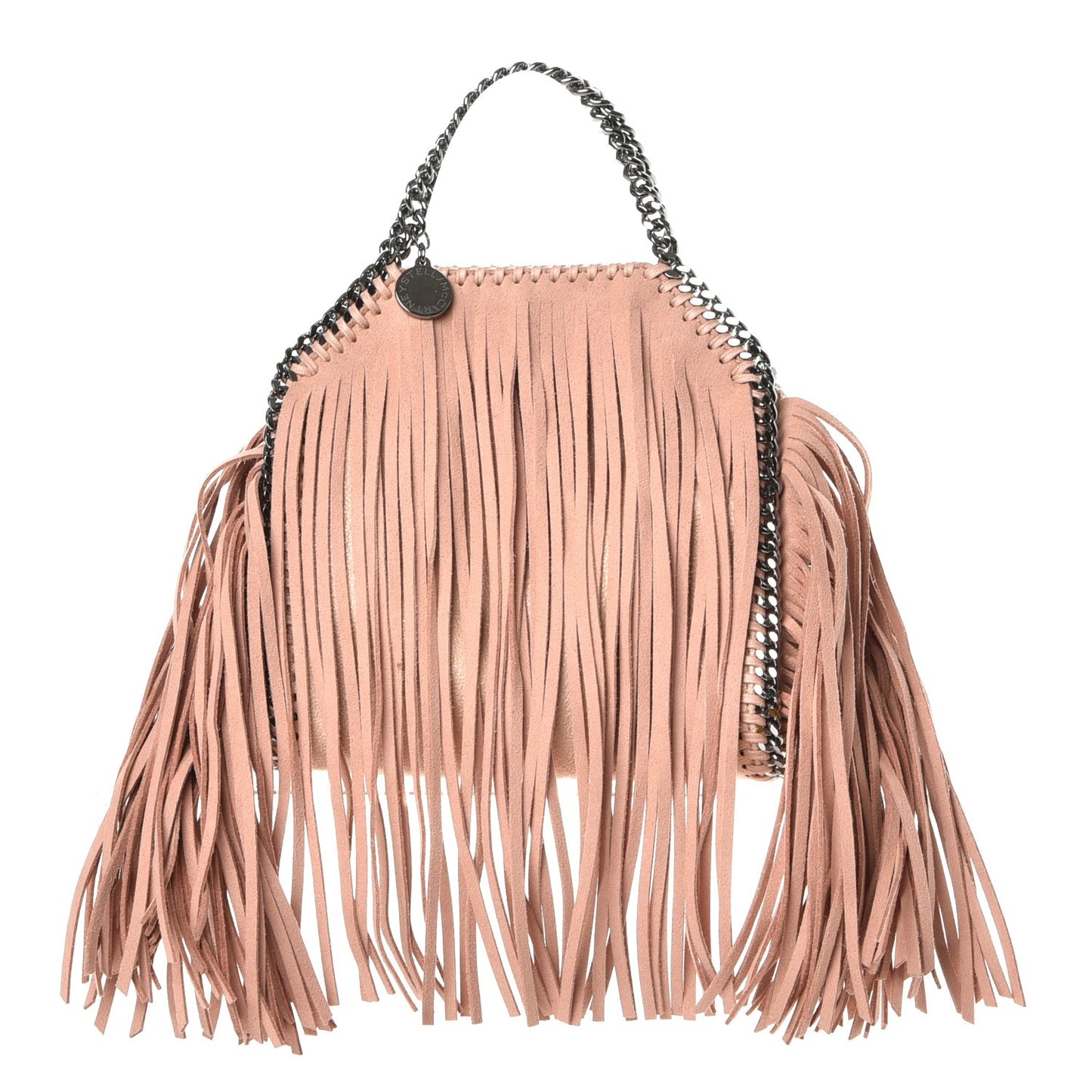 Shaggy Deer Fringe Tiny Falabella Tote Powder