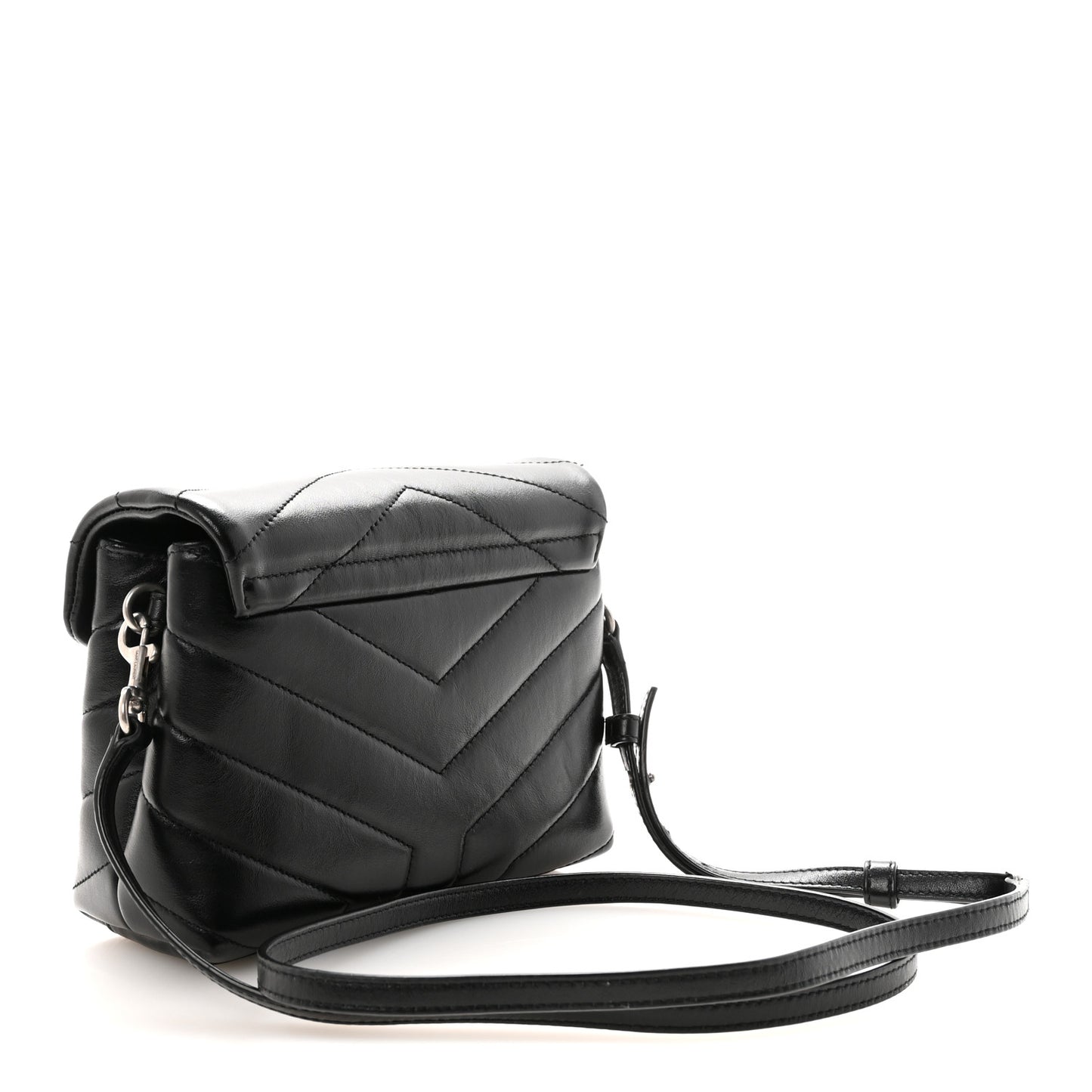 Calfskin Y Quilted Monogram Toy Loulou Crossbody Bag Black