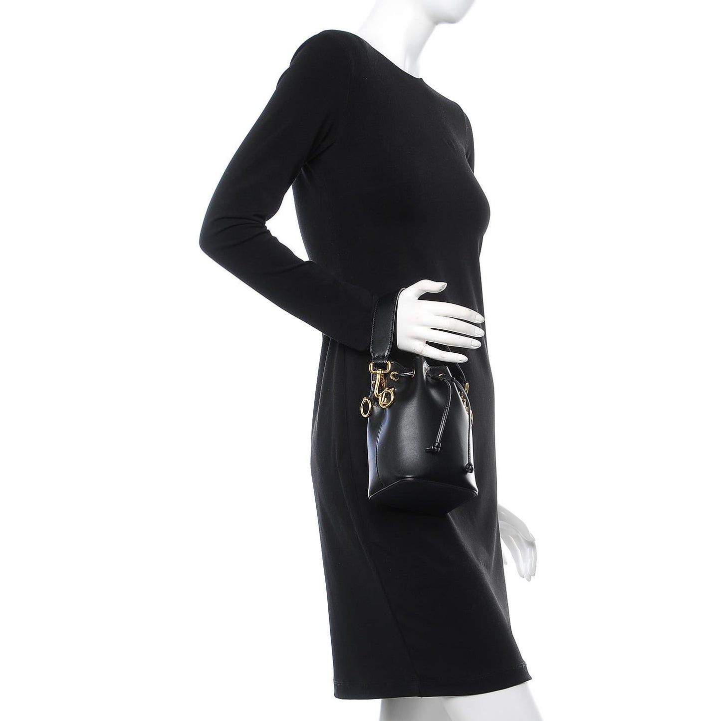 Vitello Liberty Lucido F is Fendi Mini Mon Tresor Bucket Bag Black