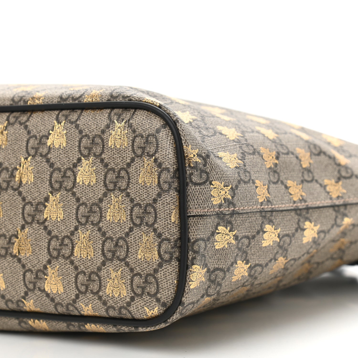 Gucci Soft GG Supreme Monogram Bees Small Crossbody Tote Beige Oro Black 9 of 9