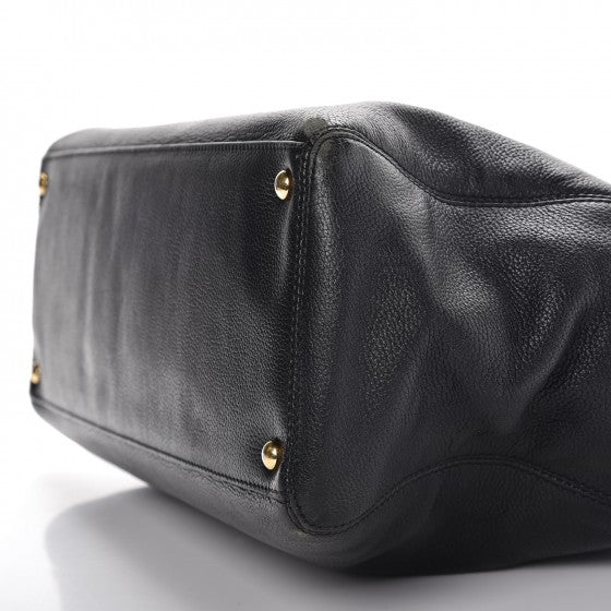 Calfskin Cerf Executive Shopper Tote Black