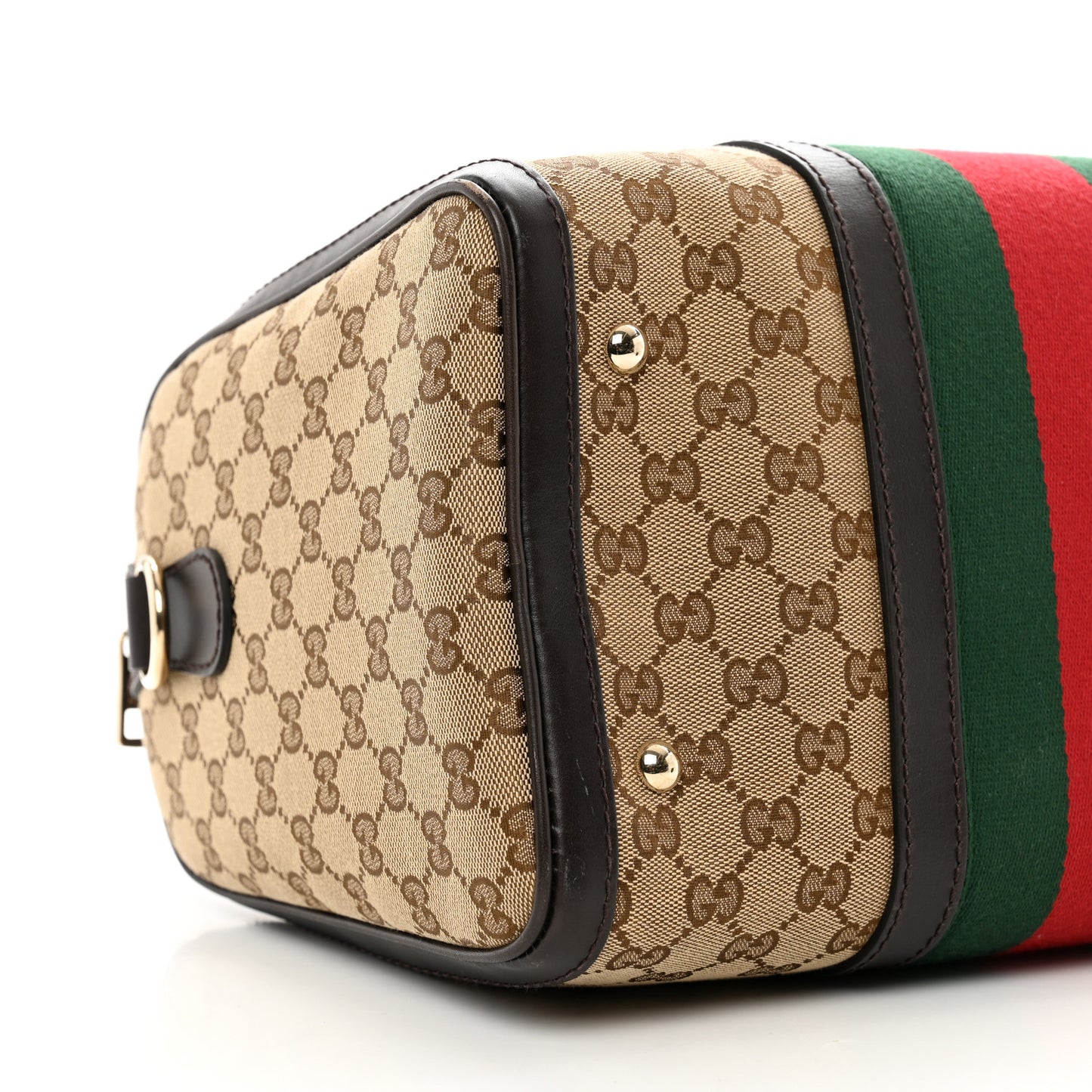 Monogram Selleria Calfskin Vintage Web Medium Boston Beige Ebony Cocoa