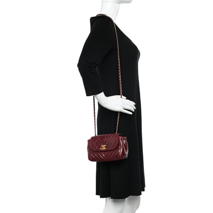Chanel Glazed Calfskin Chevron Quilted Small Hampton Flap Burgundy 2 of 11