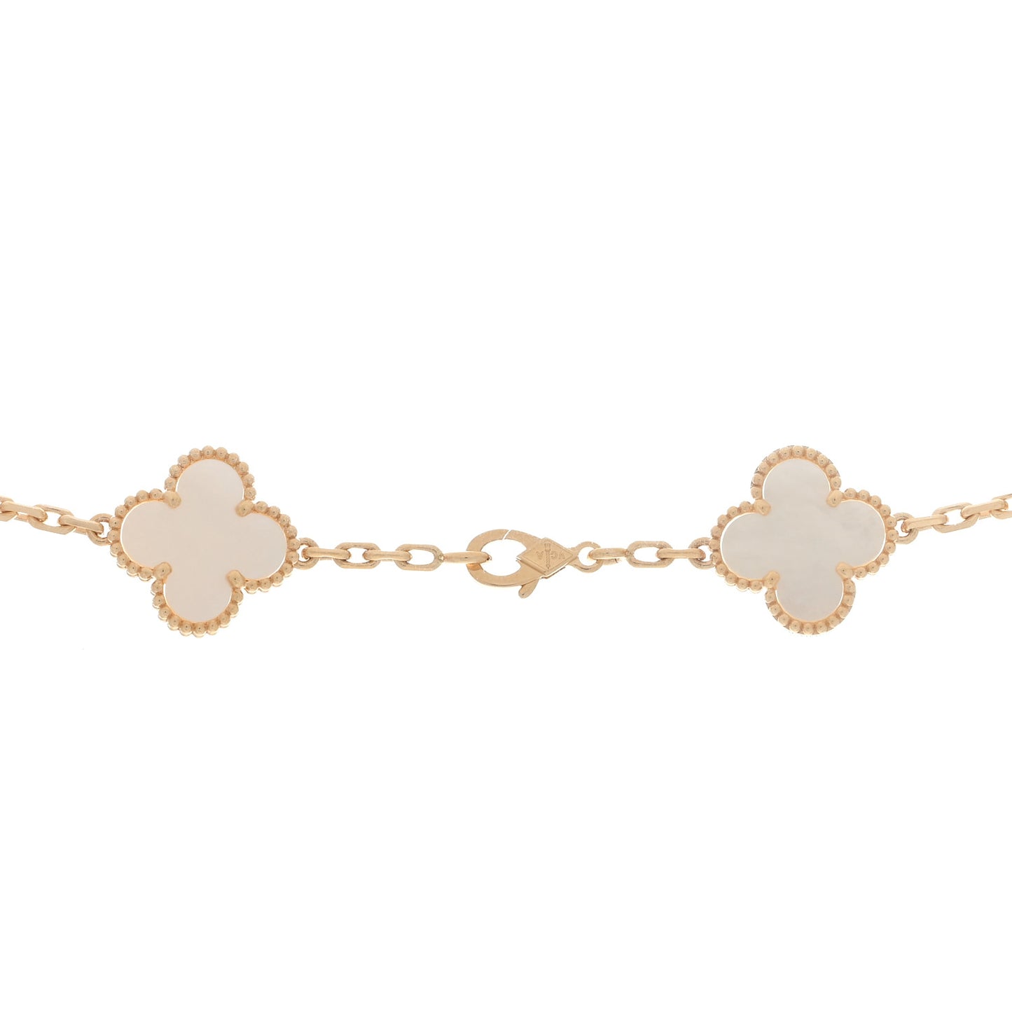 18K Yellow Gold Mother of Pearl 10 Motifs Vintage Alhambra Necklace