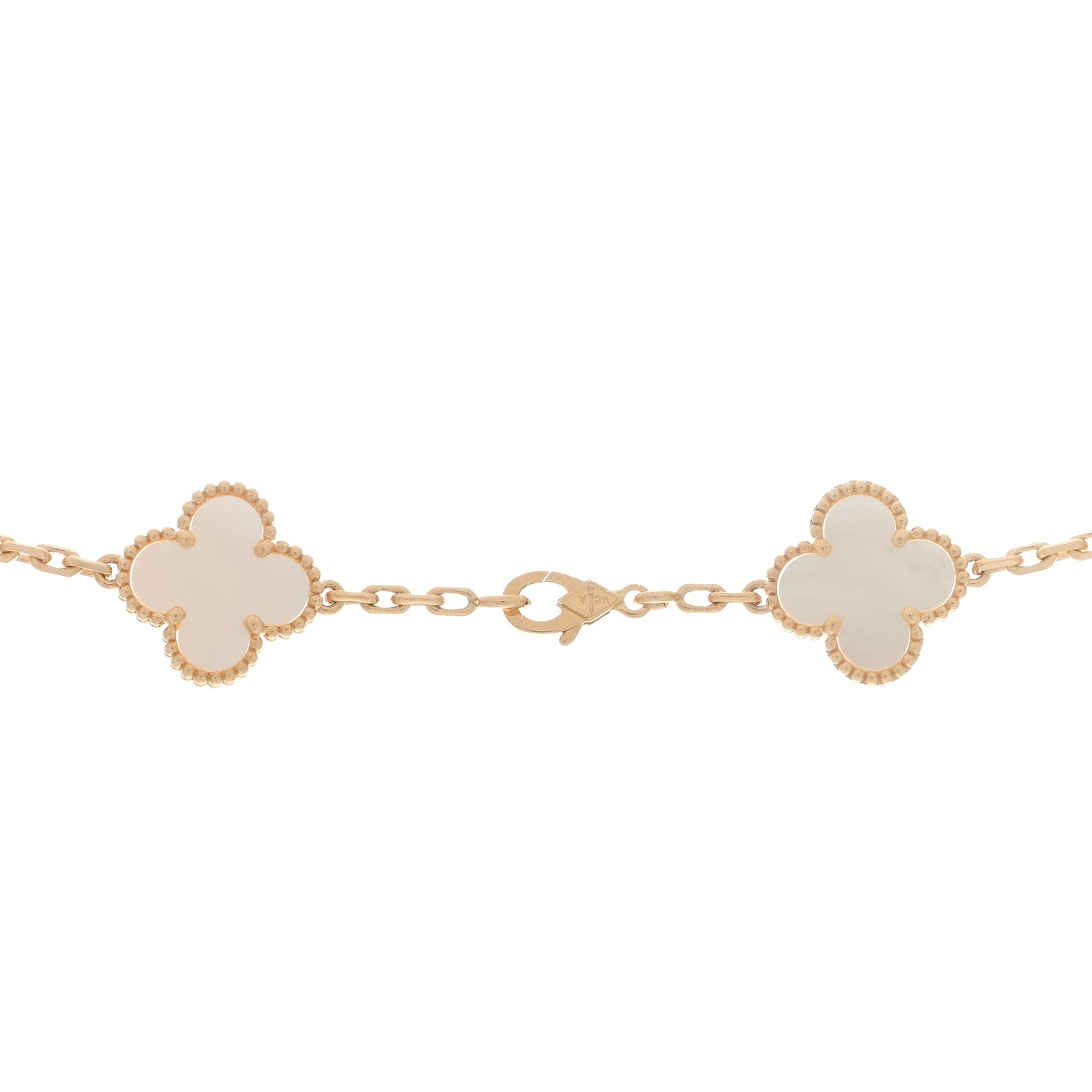 Van Cleef & Arpels 18K Yellow Gold Mother of Pearl 10 Motifs Vintage Alhambra Necklace 3 of 3