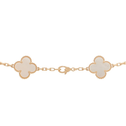 Van Cleef & Arpels 18K Yellow Gold Mother of Pearl 10 Motifs Vintage Alhambra Necklace 3 of 3