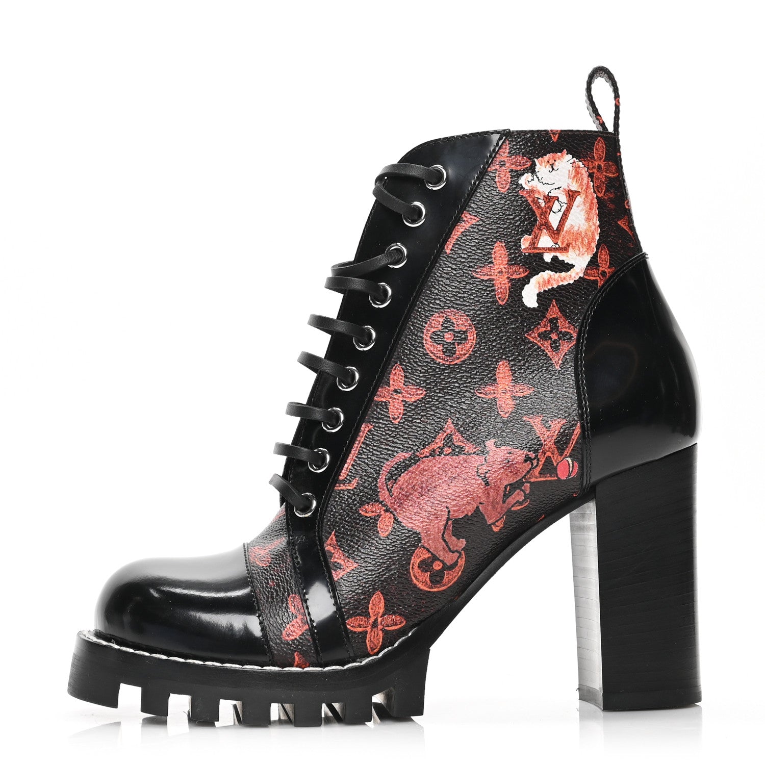 Louis Vuitton Patent Calfskin Catogram Star Trail Ankle Boots 39 Black Marron 1 of 7