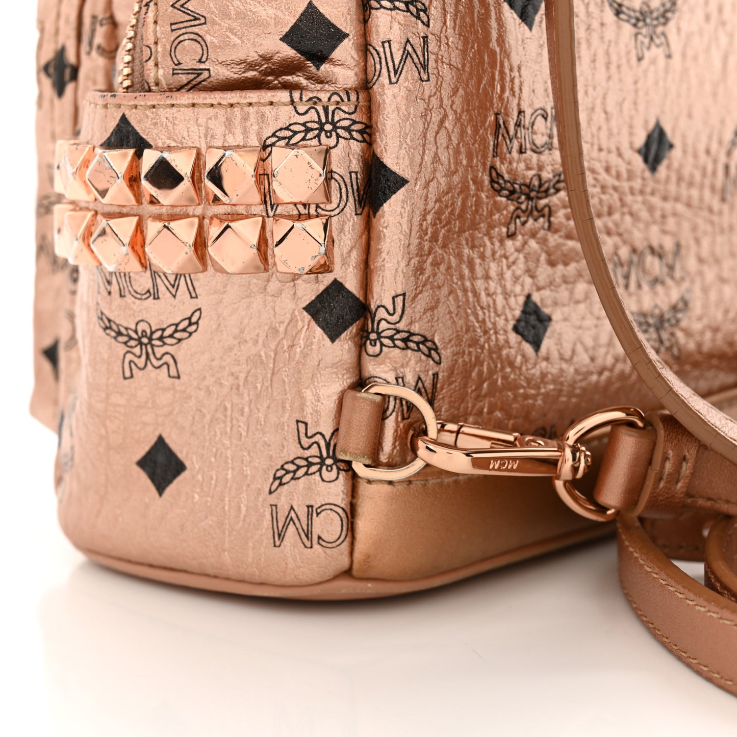 Metallic Visetos Studded X-Mini Bebe Boo Backpack Champagne Gold