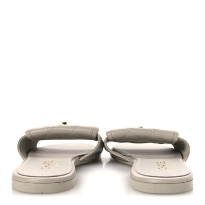 Chanel Lambskin Quilted Turnlock Flat Mules 39.5 Light Gray 6 of 14