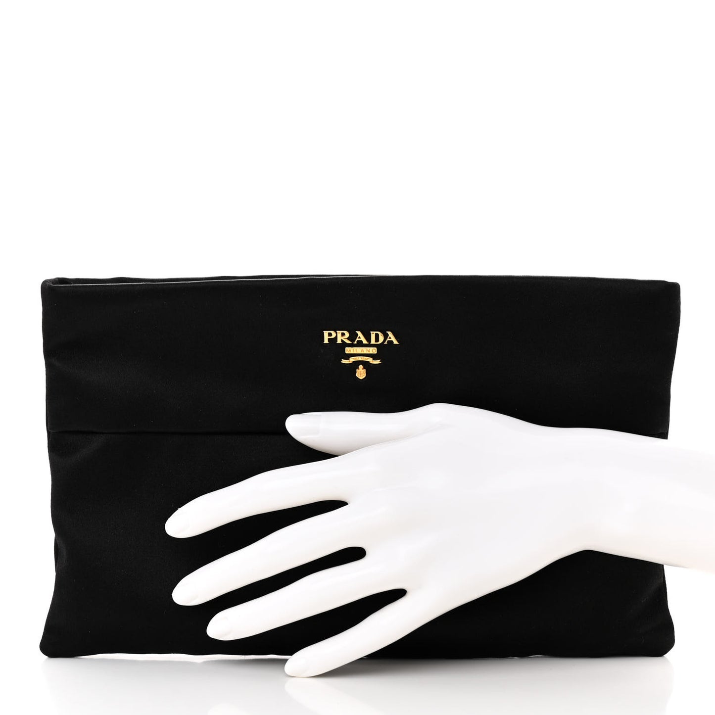 Satin Raso Evening Clutch Black