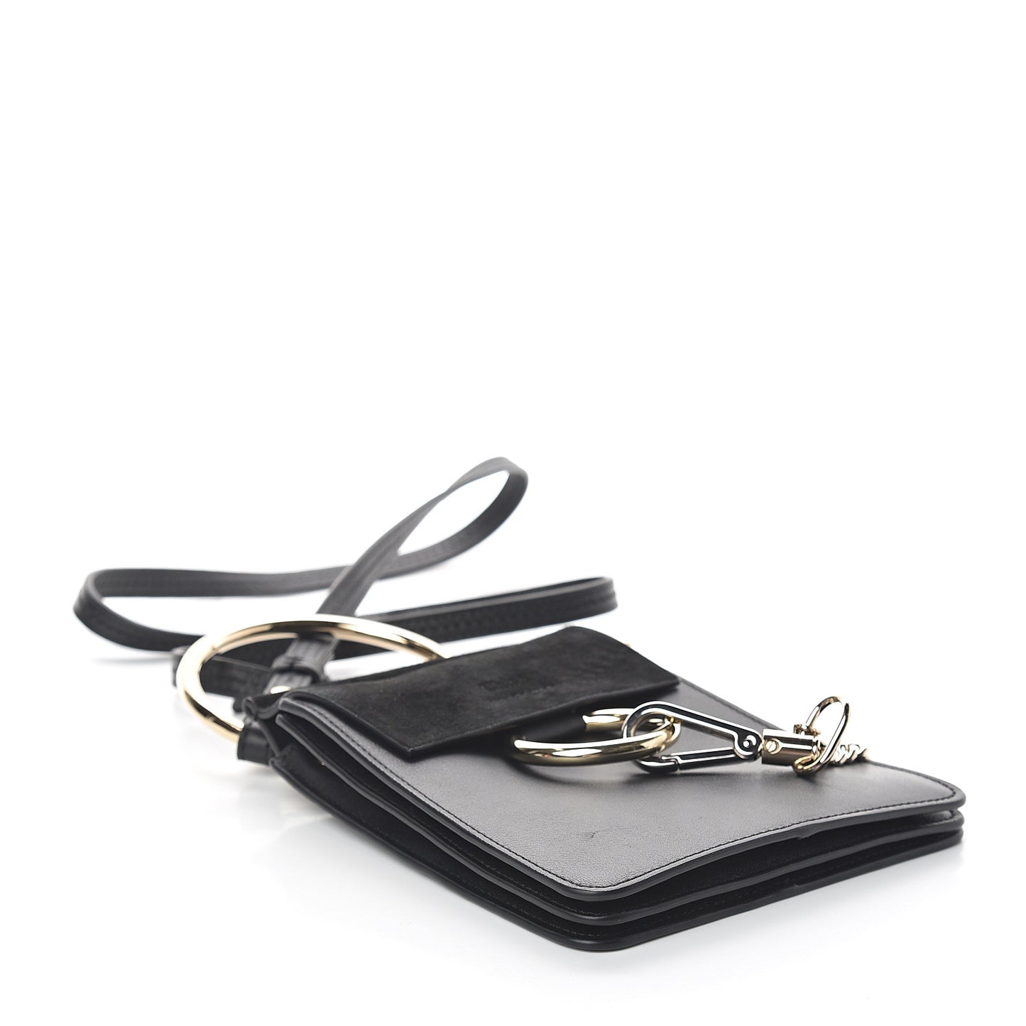 Suede Calfskin Mini Faye Bracelet Bag Black