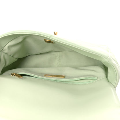Chanel Goatskin Quilted Medium Chanel 19 Flap Light Green 5 of 10