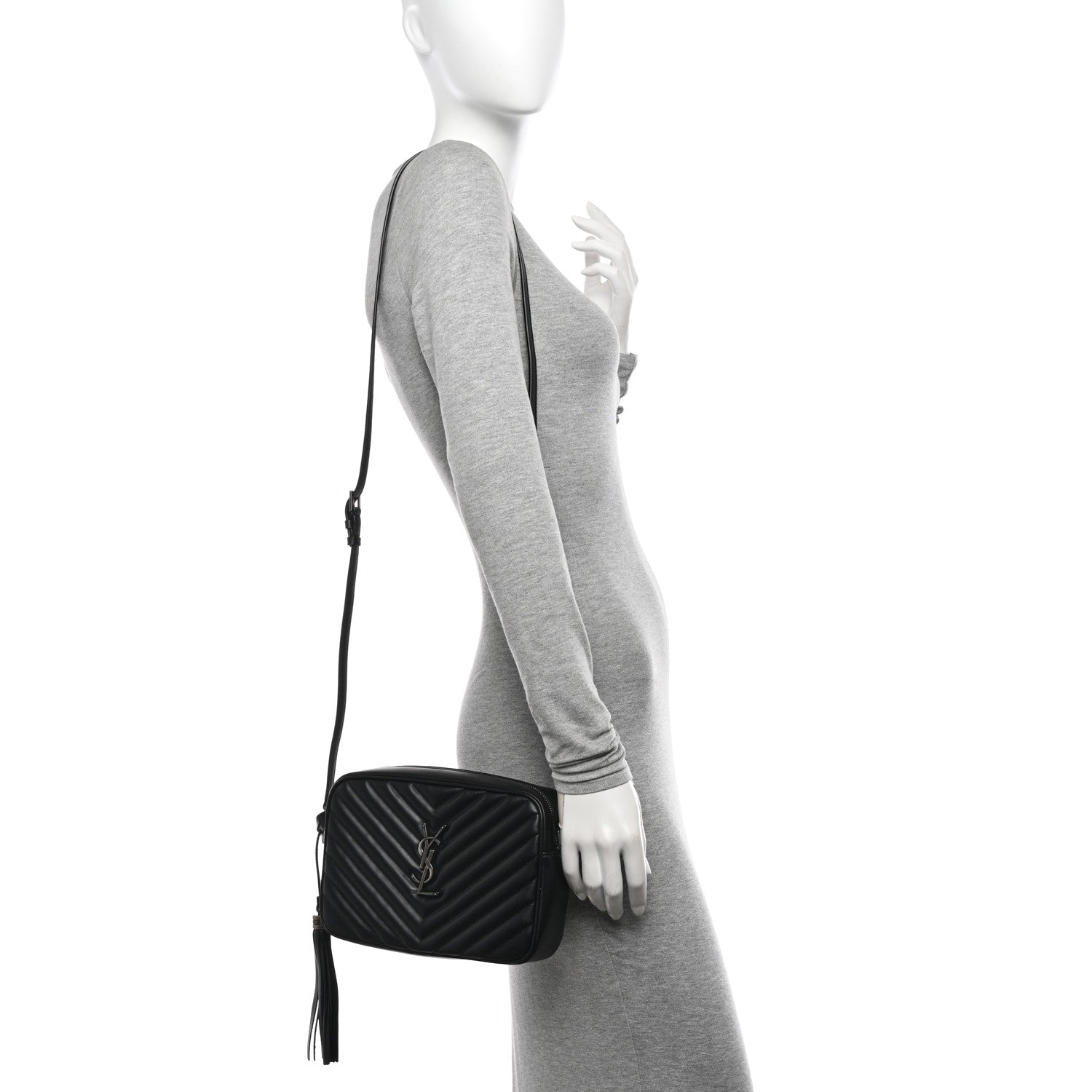 Saint Laurent Calfskin Matelasse Monogram Lou Camera Bag Black 2 of 11