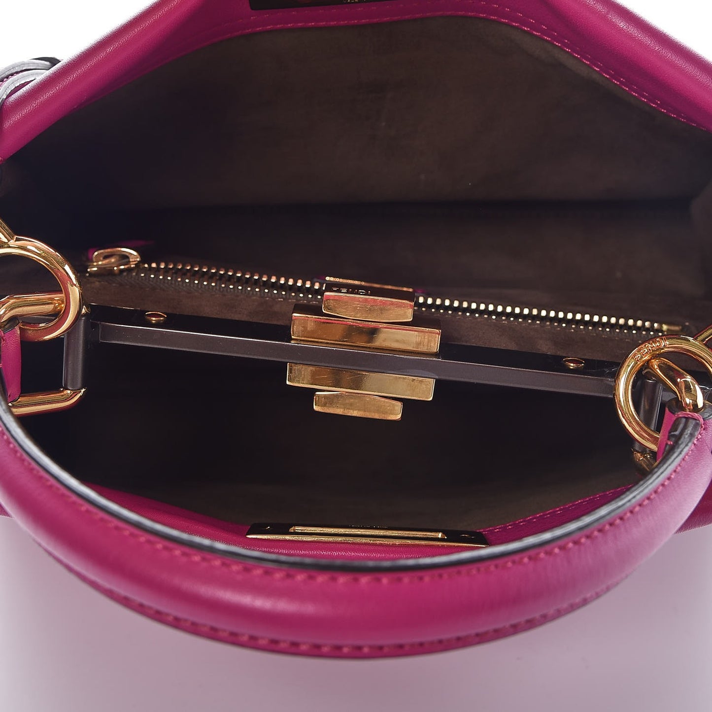 Vitello Seta Medium Peekaboo Iconic Satchel Magenta