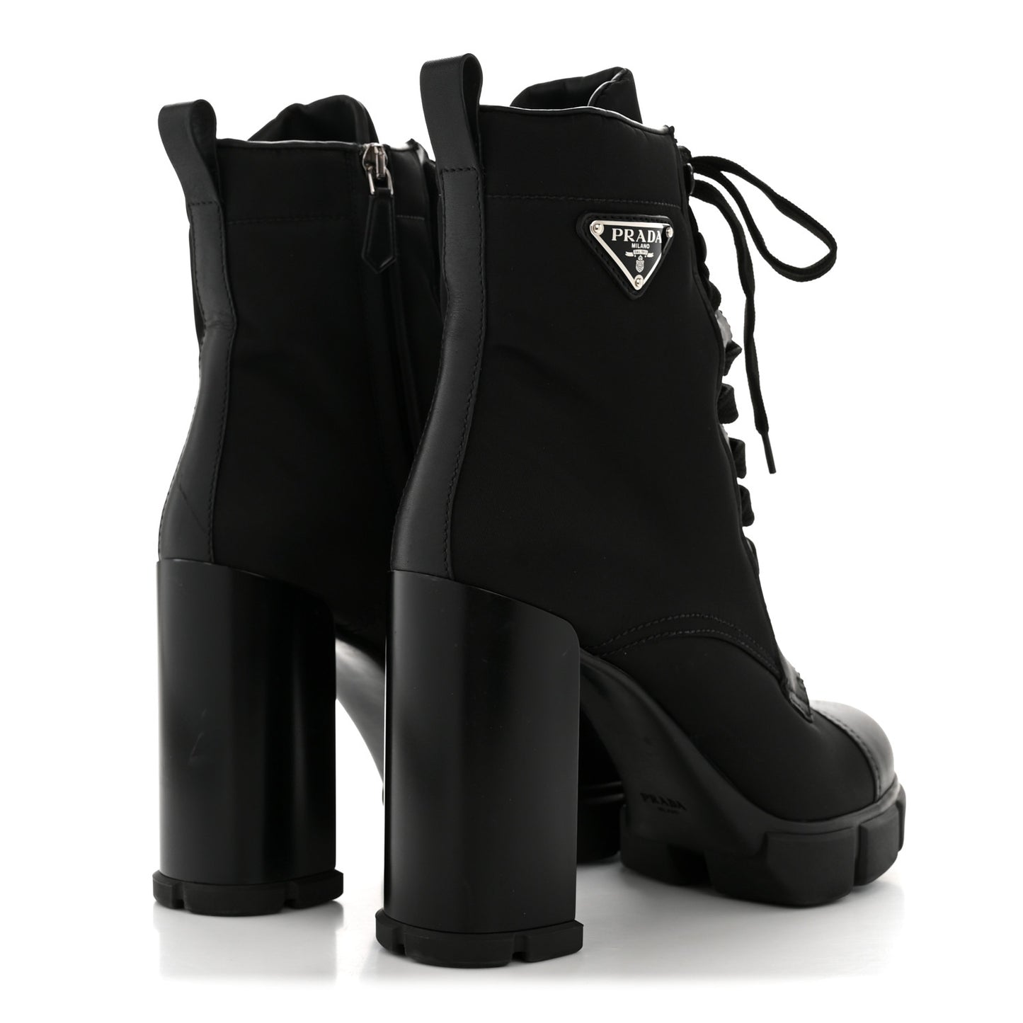 Spazzolato Re-Nylon Metal Triangle Logo 110mm Ankle Boots 40 Black