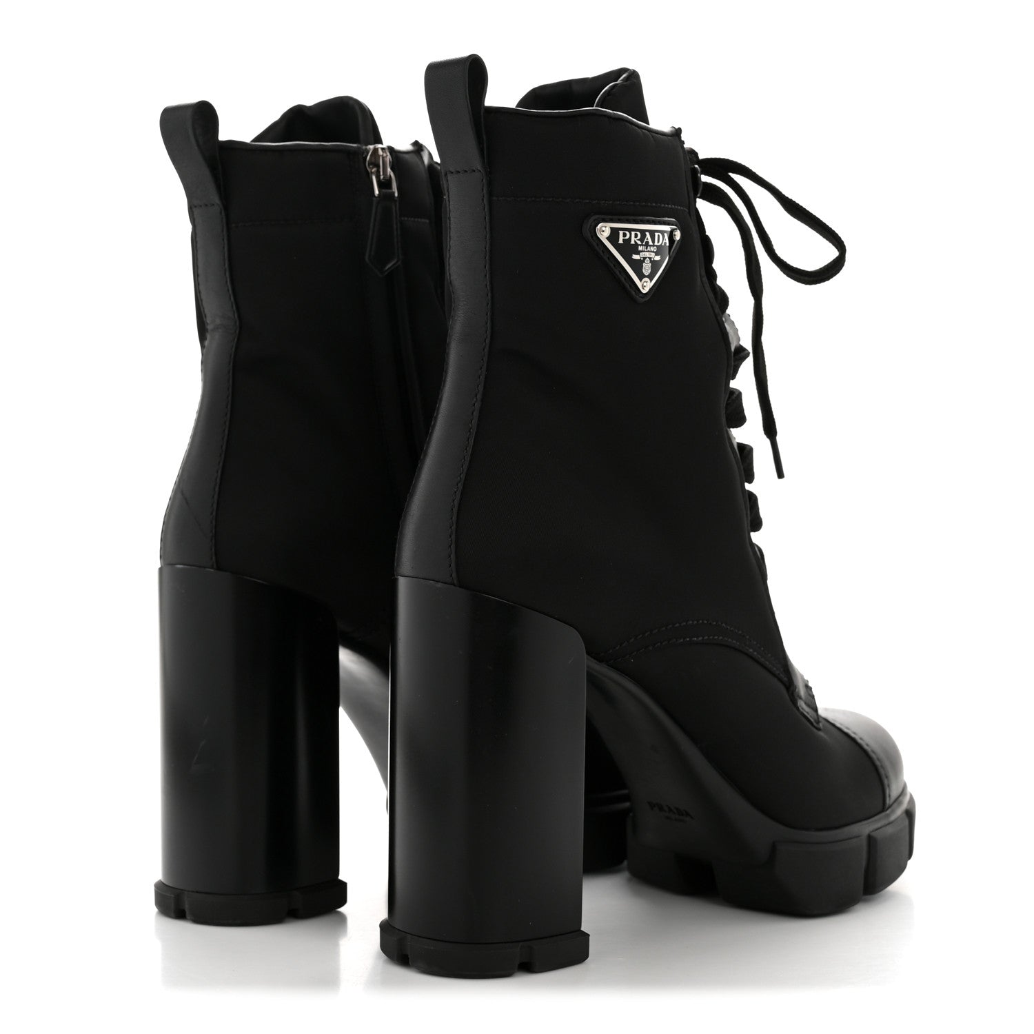 Prada Spazzolato Re-Nylon Metal Triangle Logo 110mm Ankle Boots 40 Black 5 of 12