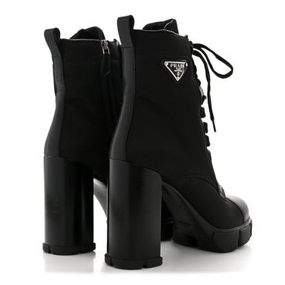 Prada Spazzolato Re-Nylon Metal Triangle Logo 110mm Ankle Boots 40 Black 5 of 12