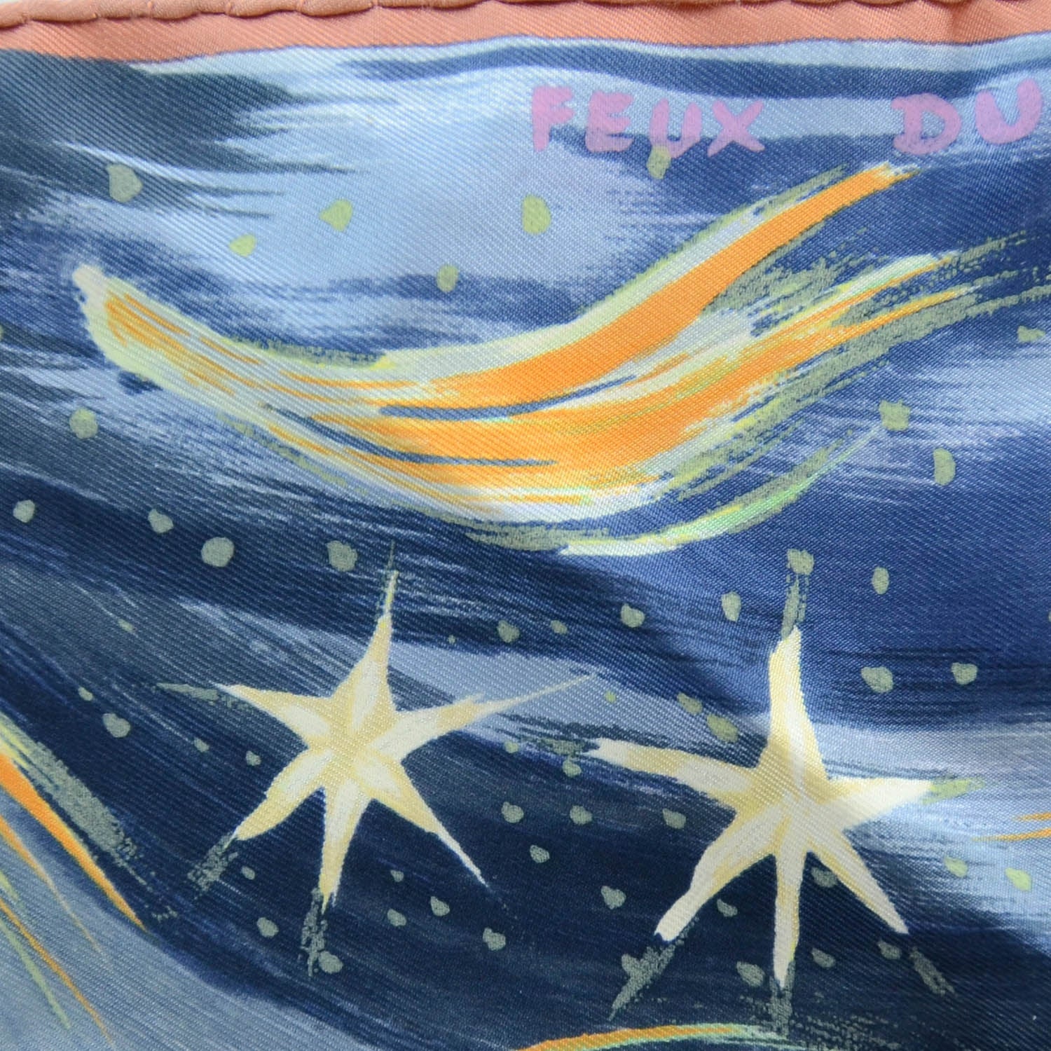 Hermes Silk Feux Du Ciel Pocket Square Scarf 1 of 7