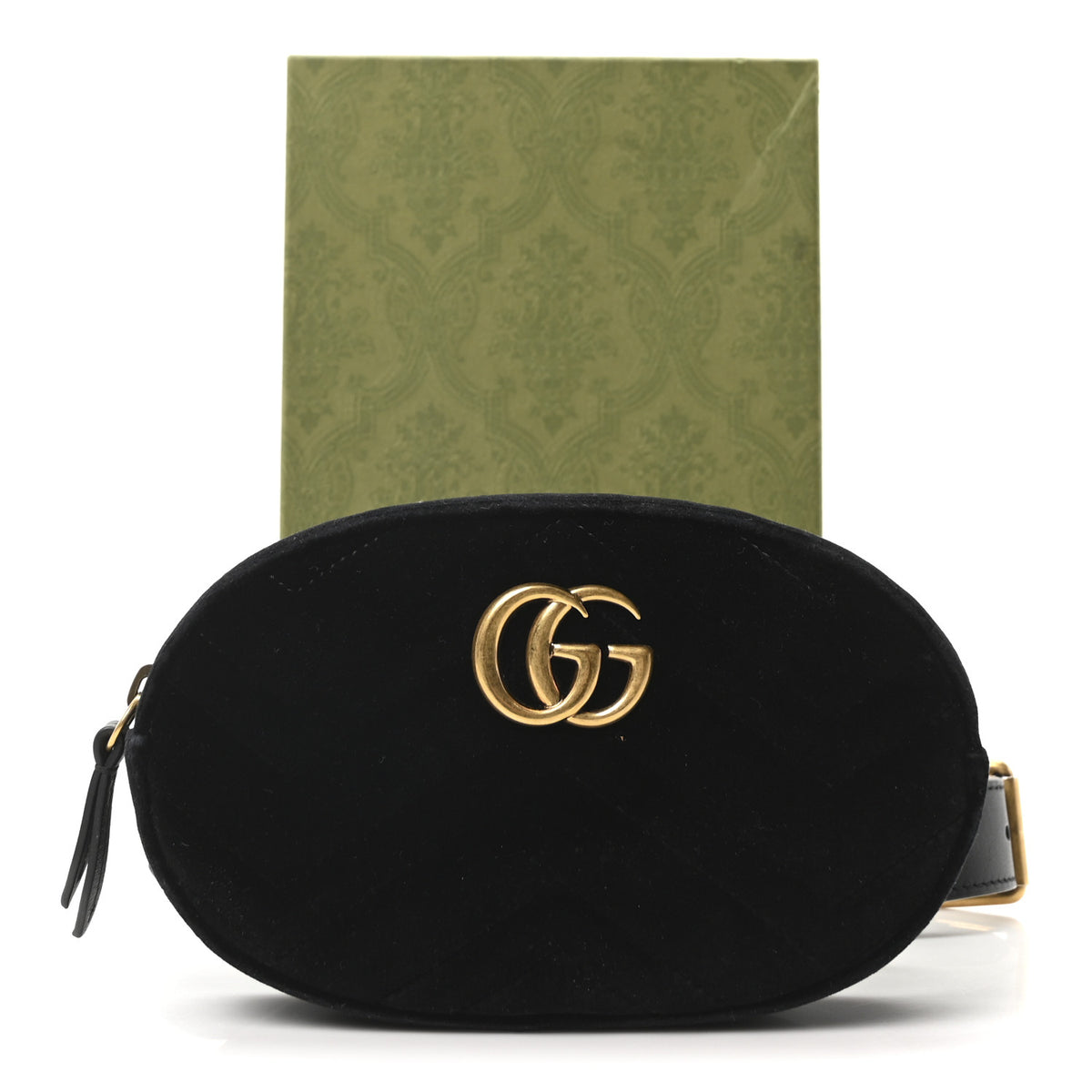 Gucci Velvet Matelasse GG Marmont Belt Bag 85 34 Black 