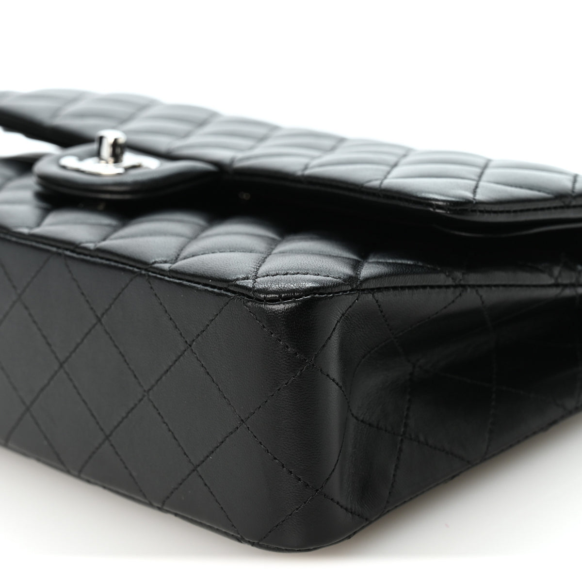 Lambskin Quilted Medium Double Flap Black